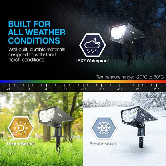 Vont LED Outdoor Solar Lights, [2 Pack] IPX7 Waterproof Landscape Spotlights - Picture 6 of 6